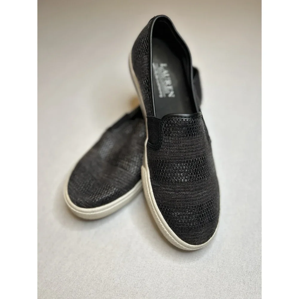 Lauren‎ Ralph Lauren Shoes Womens 7 Black  Weave Slip On Comfort Casual Preppy